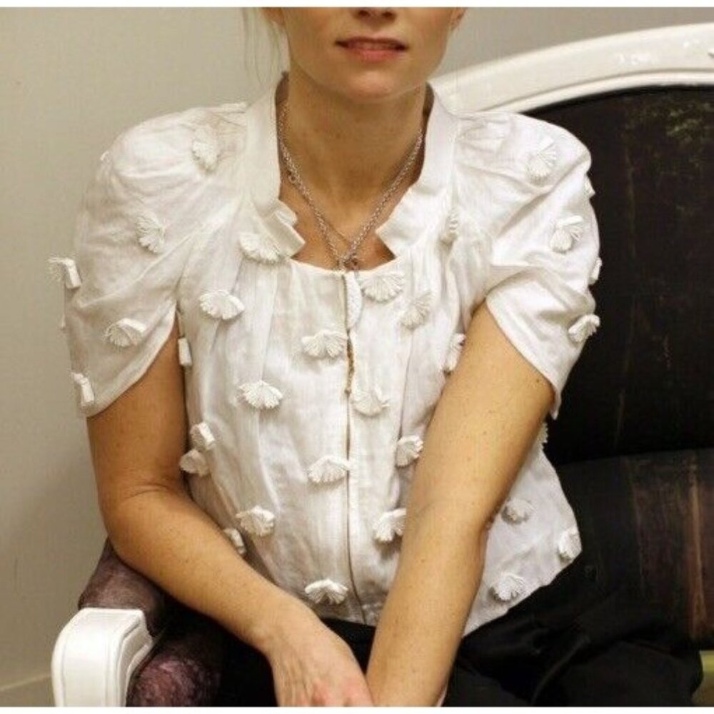 Leifsdottir Bolero Appliqué Puff Sleeve Jacket M 8